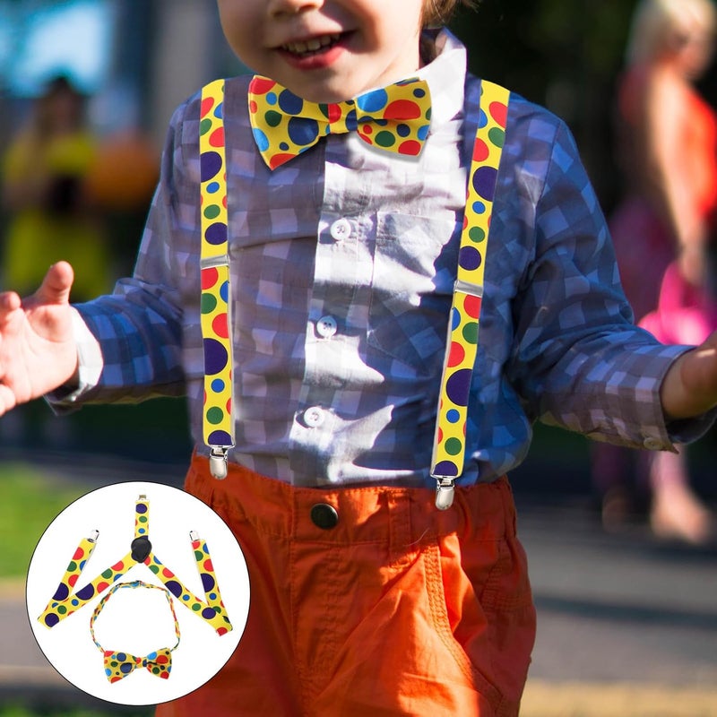 Frcolor 1 Set Dot Bow Tie Belt Clown Suspenders Suspenders Bow Tie Clown Bowtie Party Favor Suits for Boys Colorful Dot Suspender Bib Short Elastic Halloween Toddler - Image 3